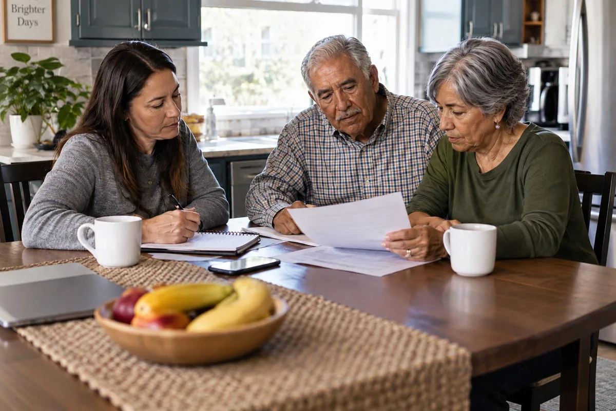 Senior Care Planning Guide for Families - Supreme Homecare Family discussing a senior care plan together at home